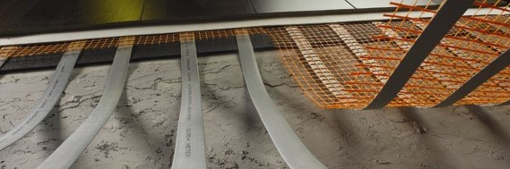 Ribbon heat mat below laminate flooring
